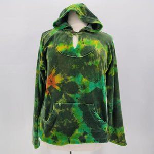Jayli Velour Green Tie Dye Hoodie Womens XL